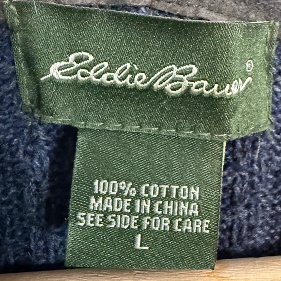 Eddie Bauer Navy Ribbed Henley Sweater Men’s Size L - Picture 6 of 6